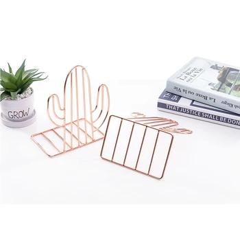 

2pcs Support Cactus Shaped Desk Organizer Decorative Book Shelf Holder Bookends Office Home Nordic Style Storage Stand Non-skid
