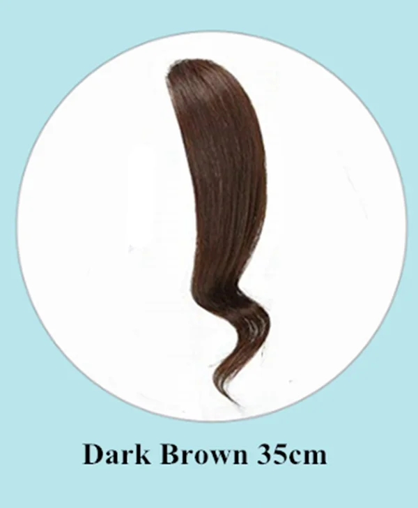 Dark Brown 35cm 2 шт волнистые боковые челки бразильские настоящие человеческие волосы на заколках с челкой, накладные волосы с бахромой, натуральные Сменные шиньоны, не Реми - Цвет: Dark Brown 35cm