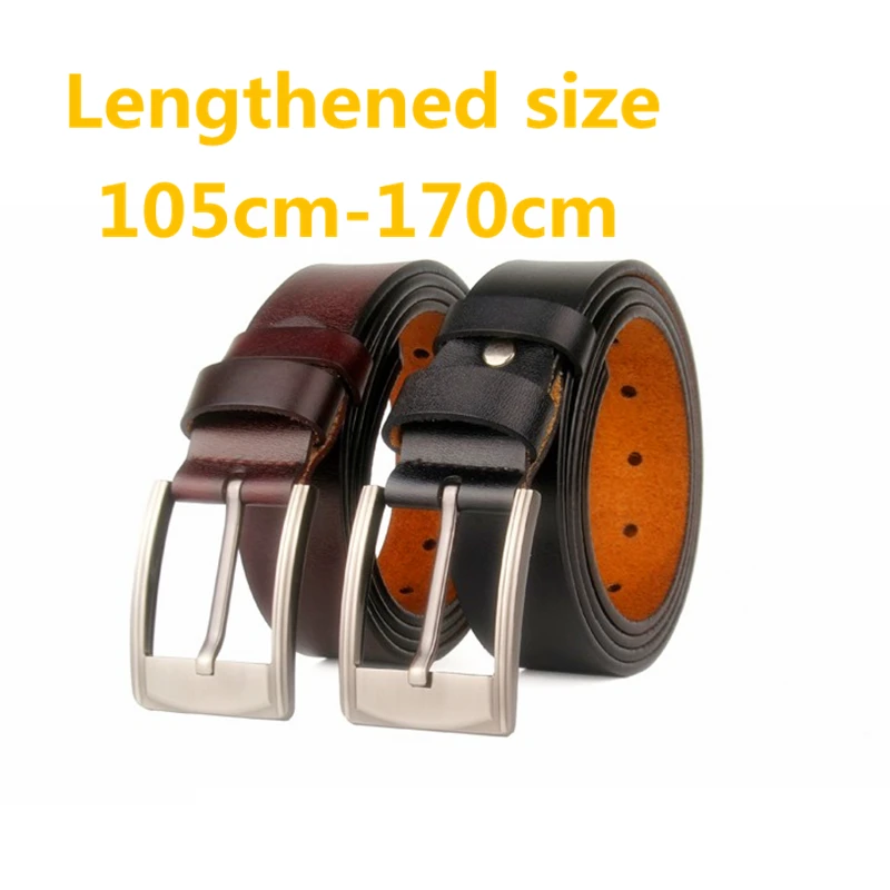 

Lengthened Size 170cm Real Genuine Leather Belts For Man Top Quality Male Casual Pin Buckle Vintage Belt Men Belt Luxury Brand