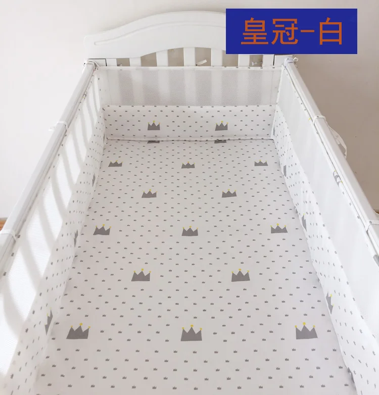 Антиколлизия цельная детская кроватка кровать бампер, 180*30 см детская защита для кроватки для новорожденных, безопасная детская кровать вокруг льняной кроватки забор - Цвет: huangguanbai