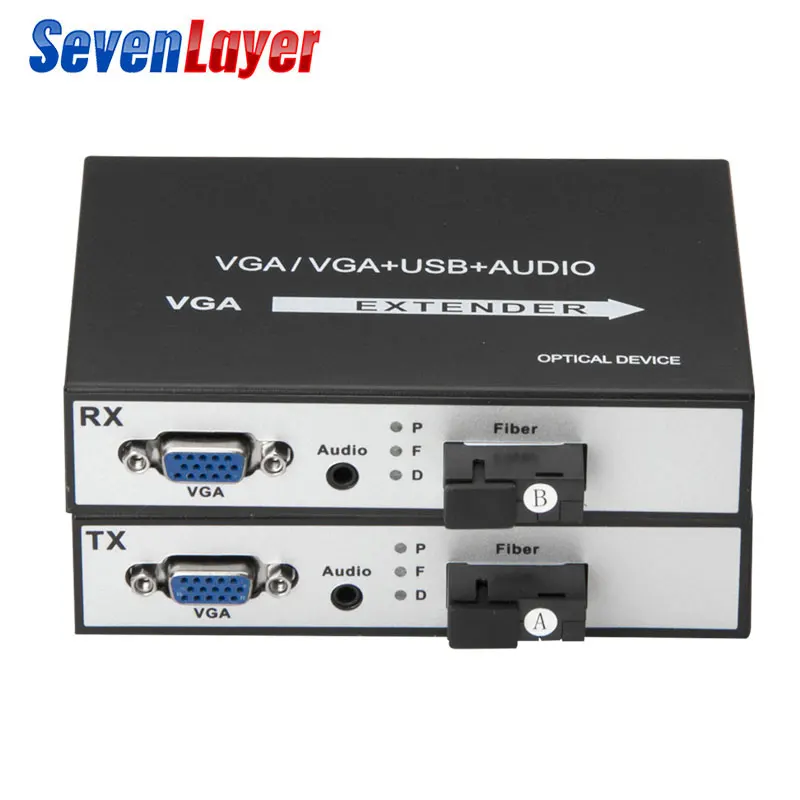 without KVM(USB) VGA оптоволоконный конвертер 1080P VGA Волоконно-оптический видео удлинитель KVM(VGA+ USB) к волоконно-оптической мыши и клавиатуры сжатого - Цвет: without KVM(USB)