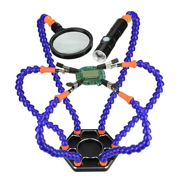 

Multifunctional Soldering Welding Auxiliary Tools with 6pcs Flexible Arms Flashlight and 25x Magnifier for Circuit Board