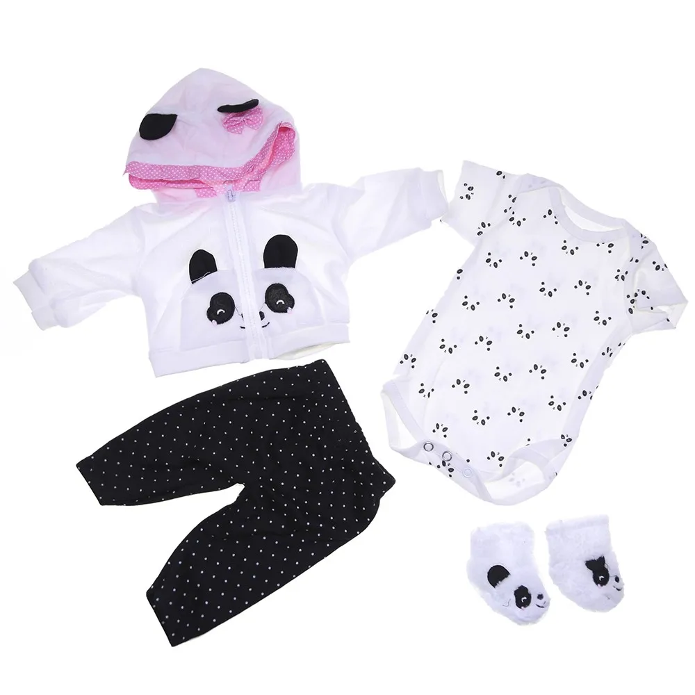 KEIUMI Reborn Baby Doll Clothes Panda Cartoon Clothes Set Male And Female Reborn Baby Doll Clothes For 17-18 Inch Or 60 cm Doll