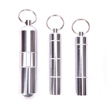 

Mini Pill Box Capsule Shape Aluminum Pill Case Keychain Outdoor Pocket Pill Holder Container Delicate Medicine Box 3 Size
