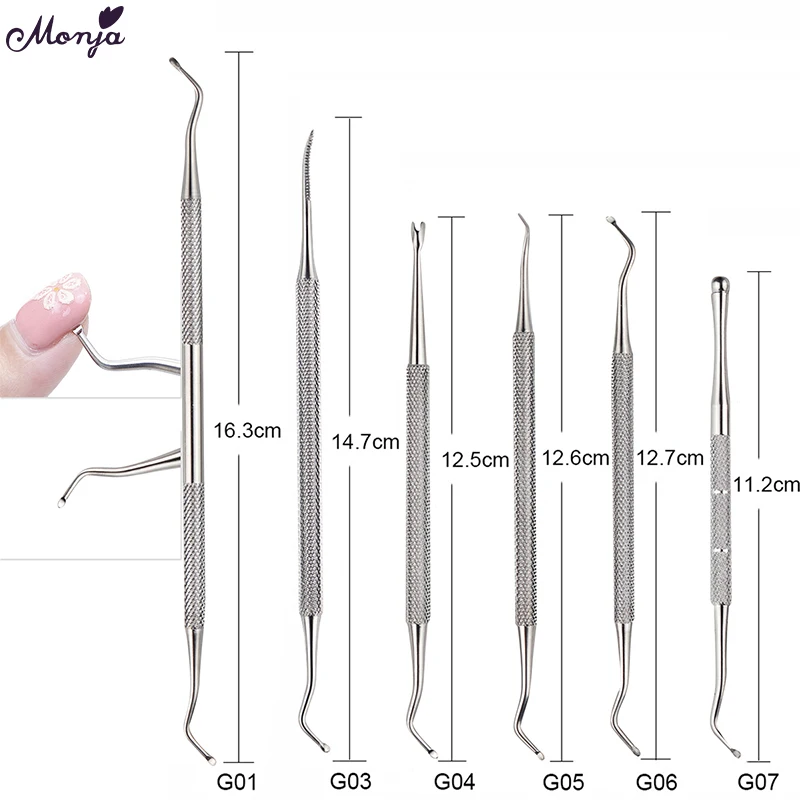 Monja Dual End Nail Toenails Lifter Stainless Steel Bunion Corrector Foot Cleaning Care Ingrown Hook Pedicure Tool