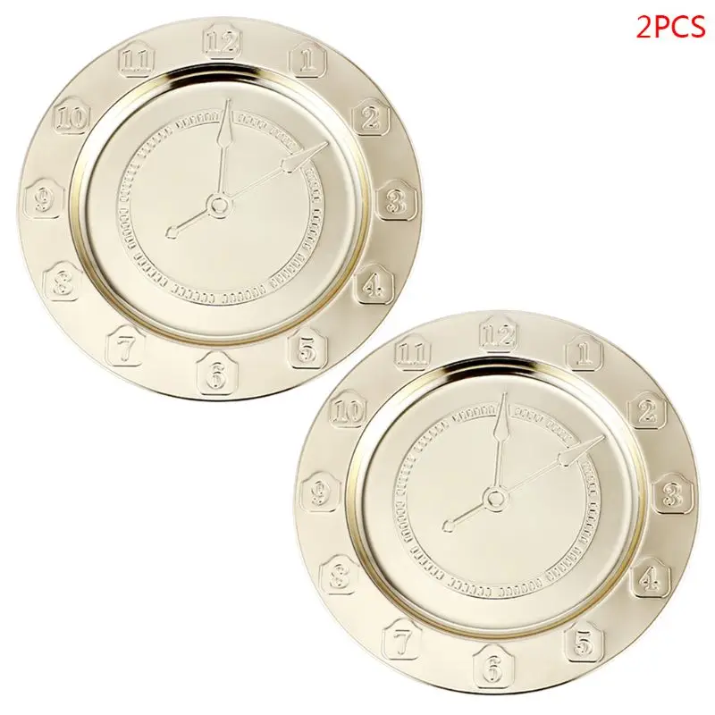 2pcs Stainless Steel Watch Clock Dinner Plate Dish Salad Fruit Food Container Y1AB