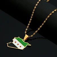 Syria Map Flag Pendant Necklaces Syrians Chain Jewelry 2