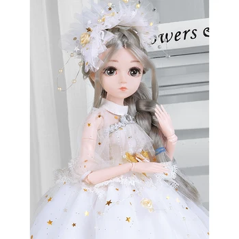 

45CM 28 Movable Joints Emit Music Bjd Dolls Princess Dress Girl Toys 3D Eyes Clothes Shoes Accessories BJD Doll Toy For Girls