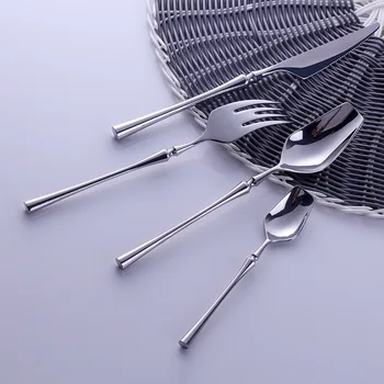 

HLZS-24Pcs/Sets Western Portable Cutlery Set Travel 304 Stainless Steel Dinnerware Set with Luxury Handle Knife Fork Dinner Tabl