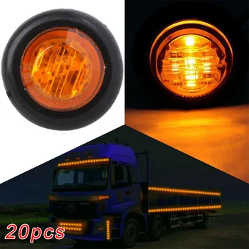 

20Pack 3/4 Red Amber Bullet Side Marker LED Light Flush Mount Car Truck Trailer