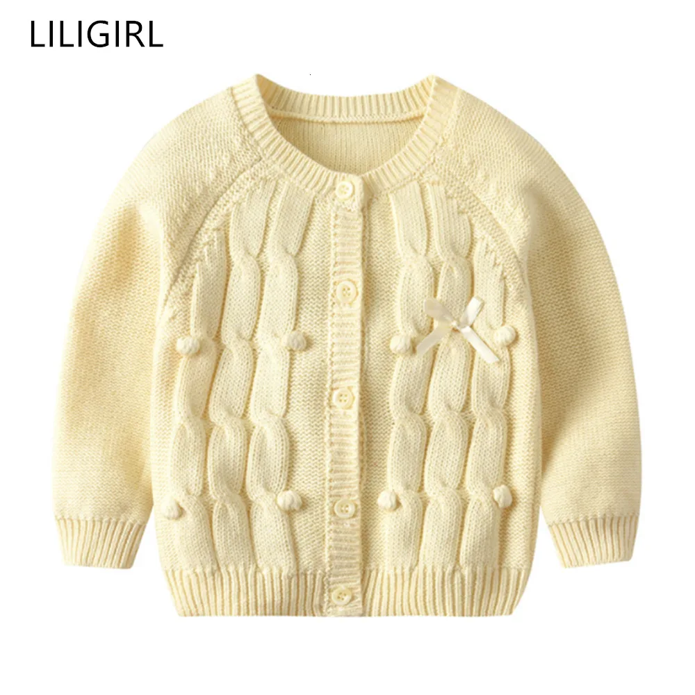 LILIGIRL/Хлопковые свитера для маленьких мальчиков; сезон весна-осень; Детский Теплый пуловер с длинными рукавами; милый мягкий свитер для девочек с украшением в виде банта