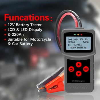 

Digital Car Battery Tester 12V 24V Multi-Language AGM EFB Gel Automotive Load Battery System Analyzer for Truck Motorcycle