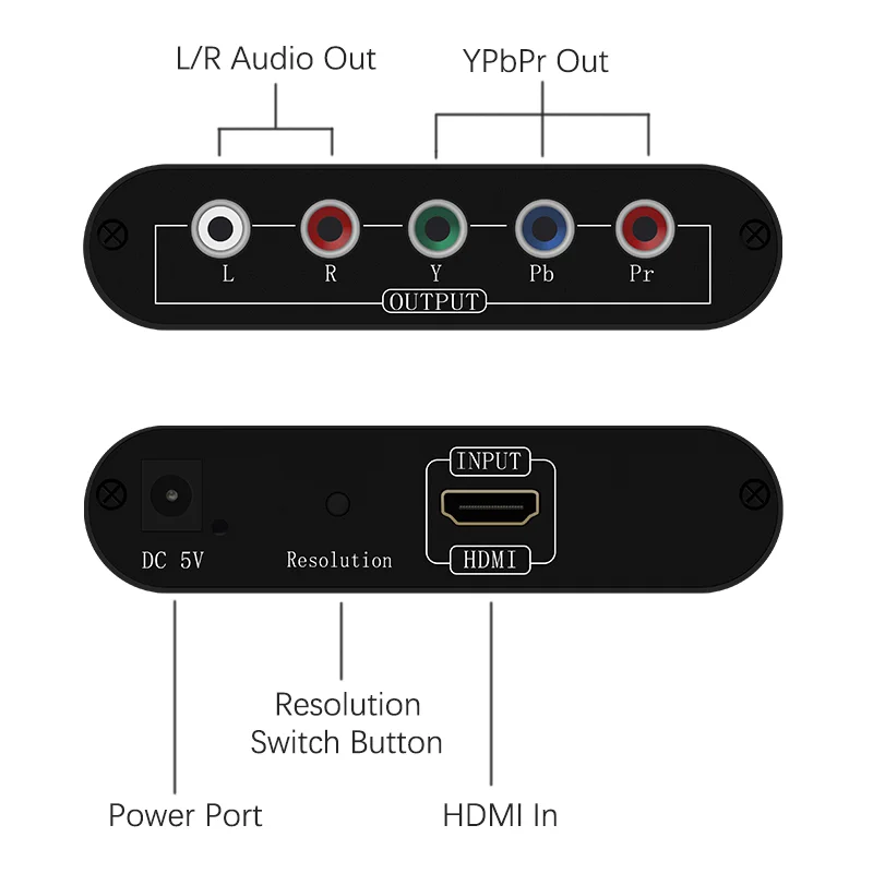 1080P HD zu Component Video Converter HD zu YpbPr RGB 5RCA Adapter mit Scaler-Funktion mit Netzteil 3RCA Audiokabel – Detail 6