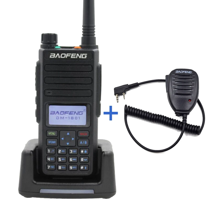 Baofeng DMR DM-1801 иди и болтай Walkie Talkie VHF UHF 136-174& 400-470 МГц Dual Band Dual Time slot уровня 1 и 2 цифровое радио DM1701 - Цвет: Add Micphone