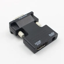 Hot HDMI Female To VGA Male Converter With Audio Adapter Support 1080P Signal Output Convertor+Audio Cables L3FE