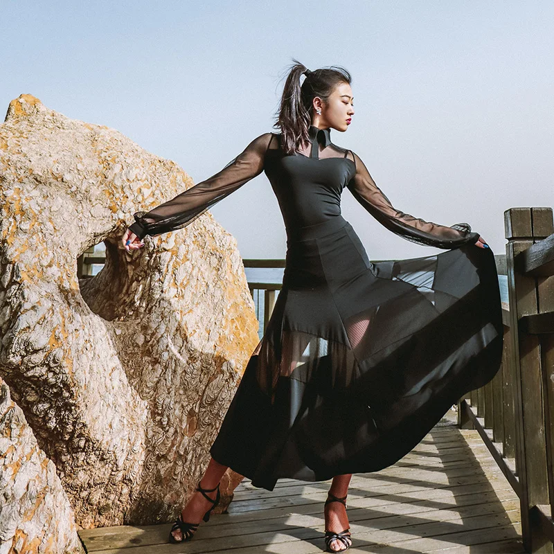 green emerald velvet dress Sheer Mesh Maxi Dress, Holographic Geometric Print Gown, Black Spandex Party Dress, Long Sleeve Festival Outfit, See Through Club Wear main image 0