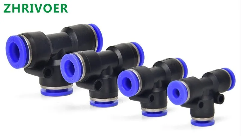 

5Pcs PE4 6 8 10 12MM Pneumatic Push In Tee 3-Way Fitting Plastic Pipe Connector Quick Fitting