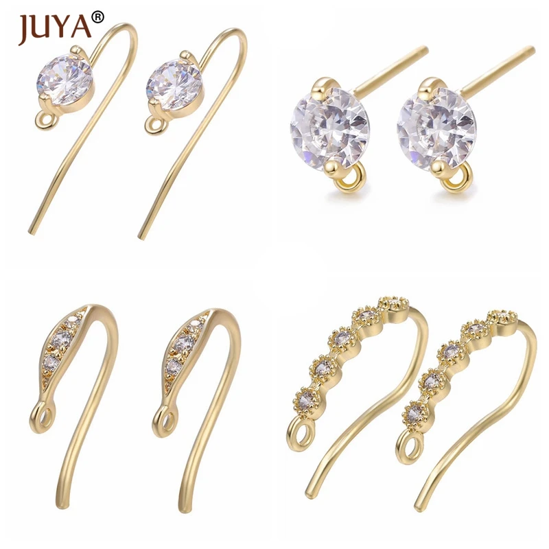 

Fashion Creative Zircon Rhinestone Earwire Earring Hooks Accessories For Earrings Jewelry Making Findings 4 Pairs Wholesale
