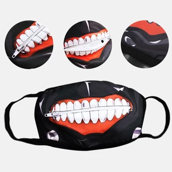 

1PC Cotton Dustproof Mouth Face Mask Anime Zipper Cartoon Kpop Fashion Tokyo Ghoul Women Men Muffle Face Mouth Masks Cover