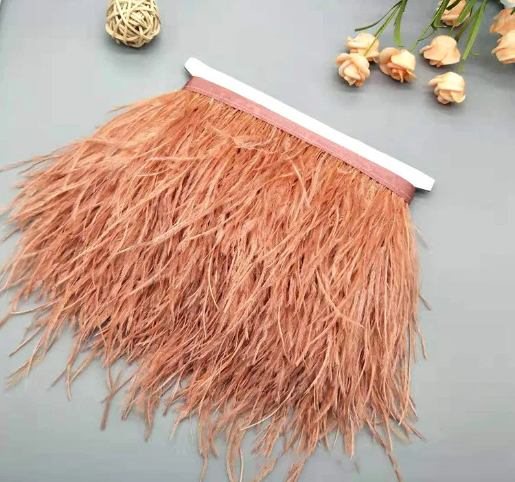 Lda71 Orange 1 ярд страуса в полоску крыло перо отделка 10-15 см DIY бахрома отделка платья одежда сделать вечерние Docoration - Цвет: Lda71 Orange