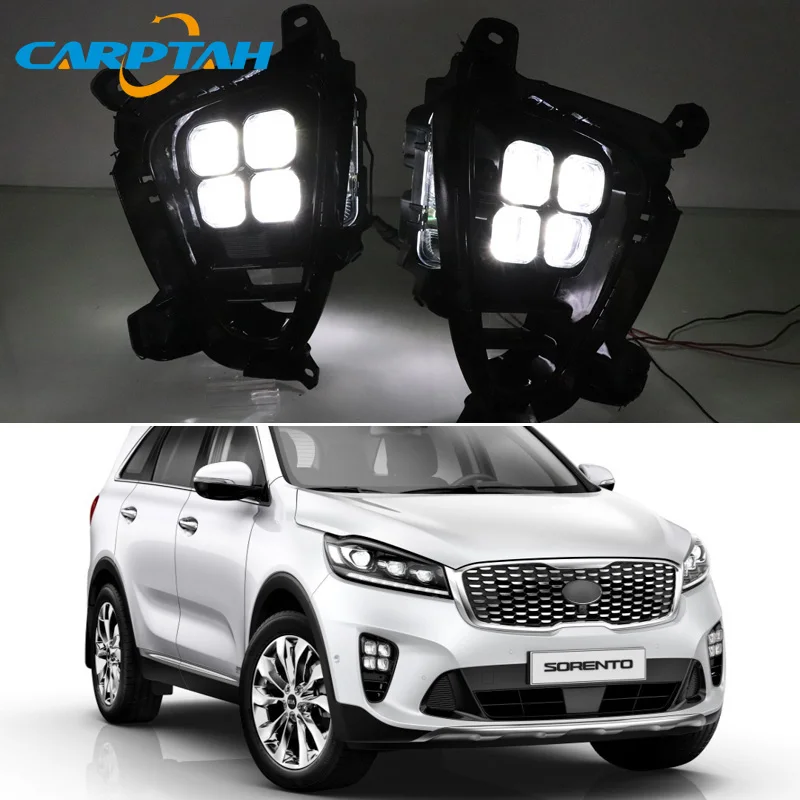 Светодиодный фонарь дневного света для Kia Sorento Plug& Play водонепроницаемый 12 В противотуманная фара декоративный элемент для бампера светодиодный DRL
