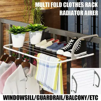 

Multi Creative Functional Bathroom Towel Racks Magic Radiator Towel Clothes Folding Pole Airer Dryer Rack 5 Rail Bar Holder