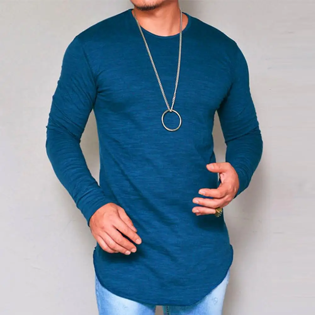 Autumn winter t shirt Men Low Price Long Sleeve Male T-shirts Slim O-Neck Solid Clothing T-shirt street casual cotton pullover | Мужская