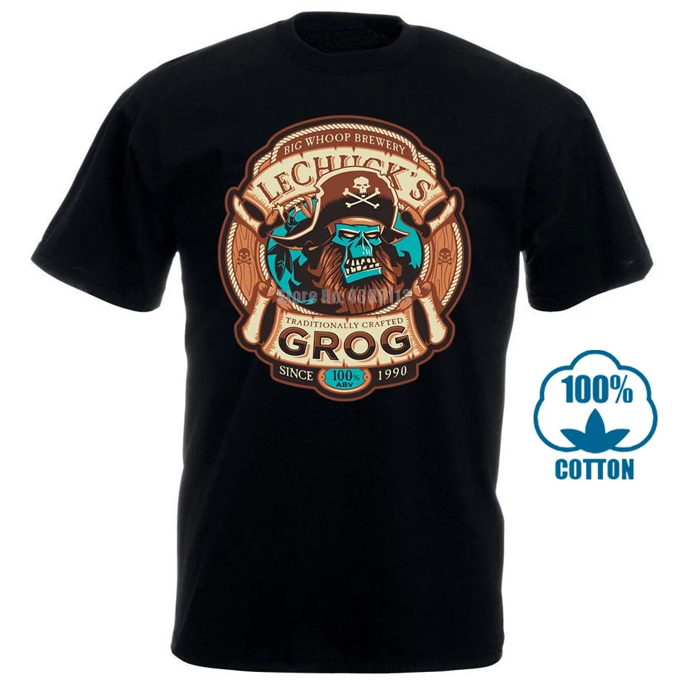 Lechucks Grog футболка обезьяна остров пират - Цвет: Черный