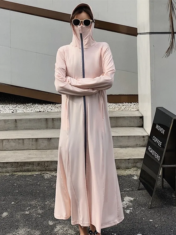 Full Body Sun Protective Clothing Women Summer Thin Long