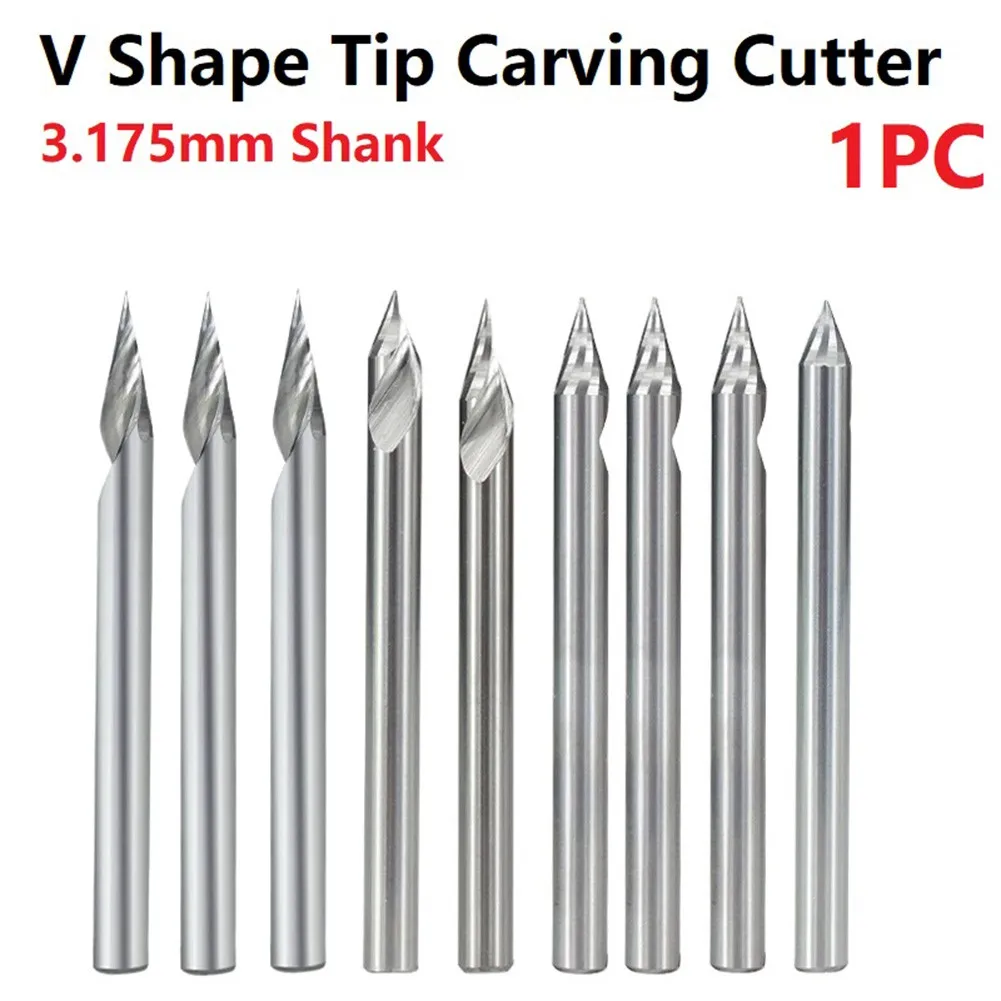 

3D Engraving Bit V Shape Tip Milling Cutter Carbide 20-60 Degree Single Flute Milling Spiral For Woodworking Metal Engraving