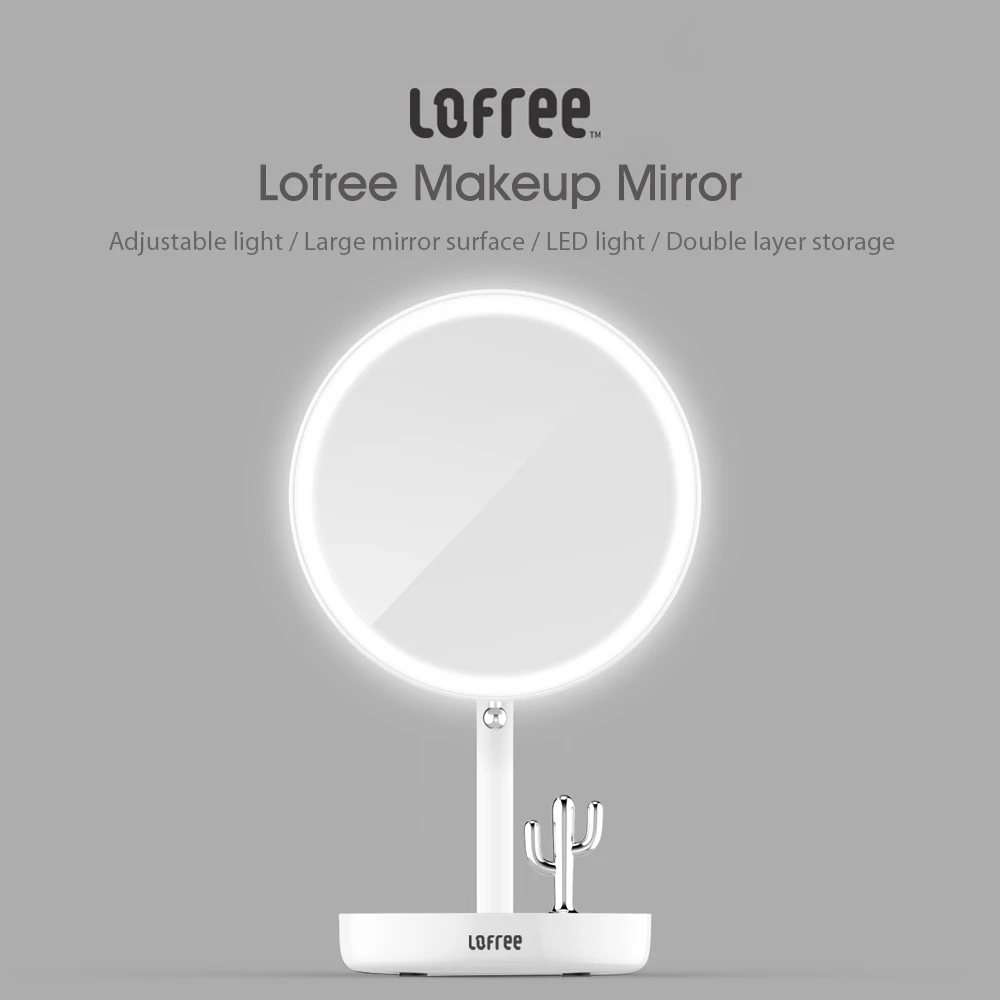 Xiaomi Lofree, зеркало для макияжа, светодиодный светильник, портативная зарядка через usb, регулируемый косметический светильник с увеличением 2000 мА/ч