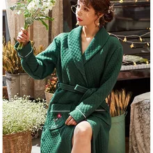 Хлопок антресоли флис халат осень зима теплая одежда для сна для женщин и мужчин плотный халат Lounge Ночная Рубашка домашняя одежда