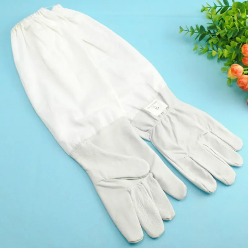 1 pairs Защитные перчатки для пчеловодства, кожаные холщовые рукава, садовые инструменты, товары для животных - Цвет: 1 pairs