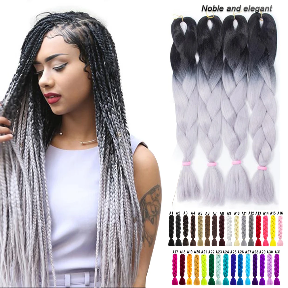 1PC Kanekalon Expression Crochet Jumbo Braids Hair Colored 27 Inch Fake Synthetic Braiding Extensions for 100g | Красота и здоровье