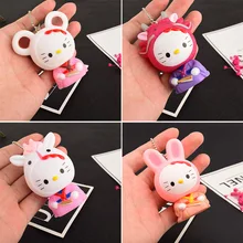 Горячая Распродажа мультфильм KT кошка китайский зодиакальный брелок Мужская Женская Автомобильная сумка брелок круг пушистый шар кулон