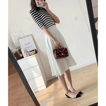 

Women Skirt Fashionable Wild High-waisted Skirt In The Long Skirt