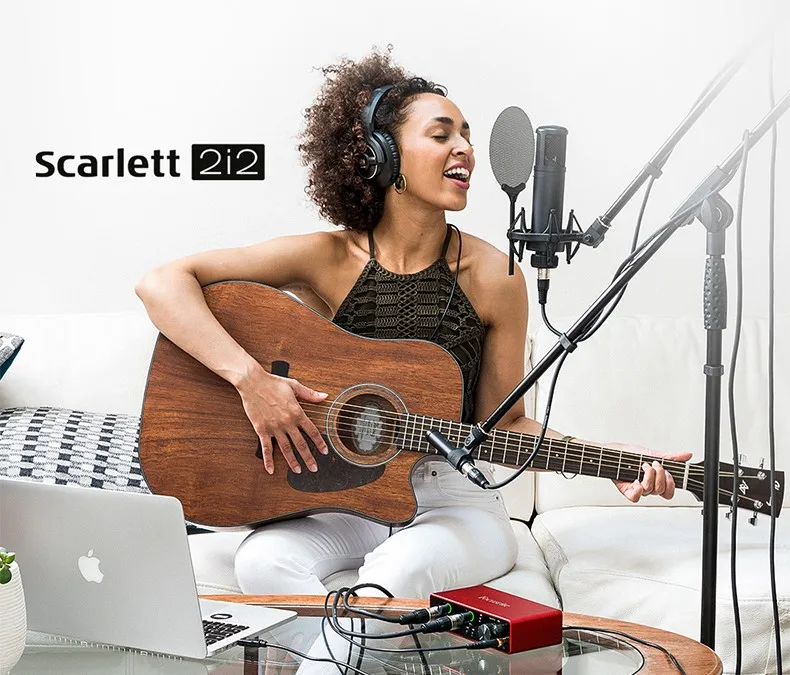 Обновленный Focusrite Scarlett 2i2 3-го поколения запись аудио интерфейс USB звуковая карта и iSK BM-800 микрофон прямой трансляции