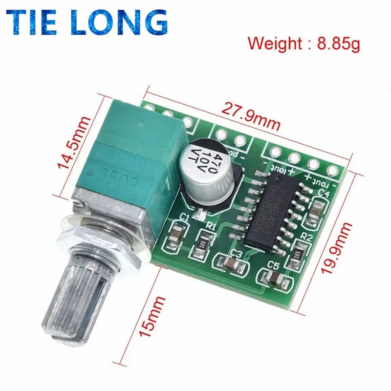 PAM8403 5V Power Audio Amplifier Board 2 Channel 3W W Volume Control / USB Power