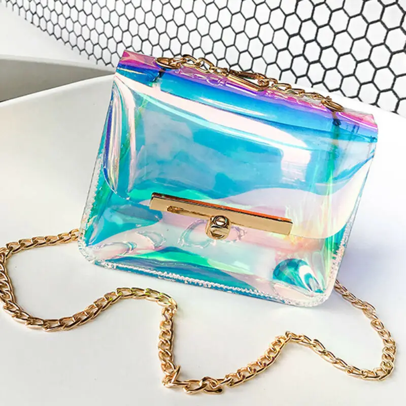 

Women Transparent Holographic Bag PVC Fashion Shoulder Bags Mini Handbag