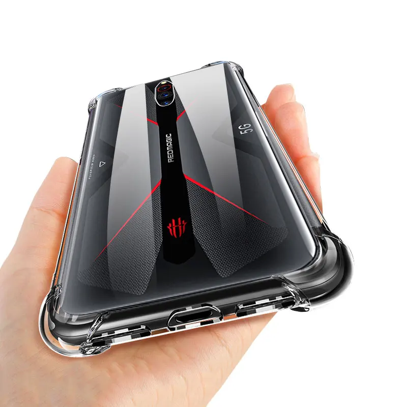 Прозрачный мягкий чехол для ZTE Nubia Red Magic 5G защита с четырьмя углами подушка