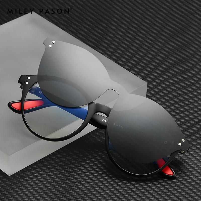 Новое поступление TR90 наборы круглая прищепка стекло магнитно впитывается вождения поляризационные солнцезащитные очки с оправой 2100