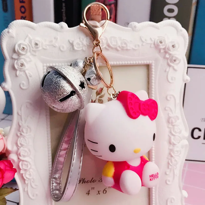 Style15 Стильная футболка с изображением персонажей видеоигр рисунок «Hello Kitty» кукла-брелок для ключей женские ювелирные изделия колокольчика кожаный брелок из веревок для девочек сумка Подвеска автомобиль брелок на подарок - Цвет: Style15