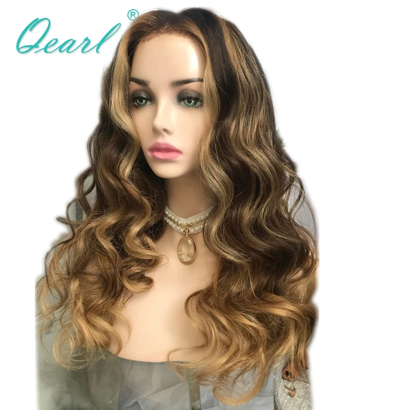 

Lace front Wigs Glueless Lace Human Hair Wig Ombre Highlights Color 13x4/13x6 Brazilian Wavy Remy Hair for Women Qearl