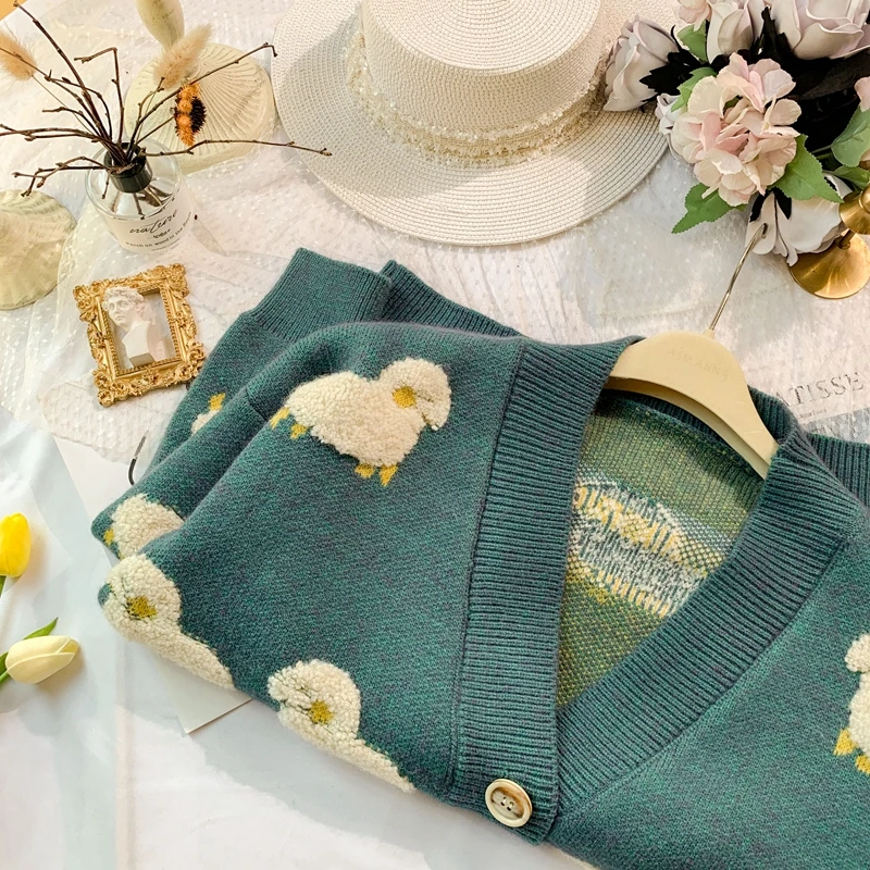 Autumn Winter Knit Cardigan Women Japanese Vintage