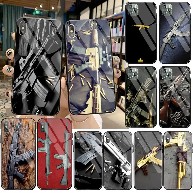 AK47 пистолет пули DIY Окрашенные Bling чехол для телефона закаленное стекло iPhone 11 Pro XR