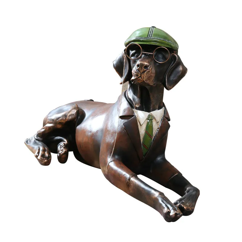 

Handmade Creative Living Room Landing Dog Ornaments Animal Sculpture Home Accessories American Large Art Courtyard Soft
