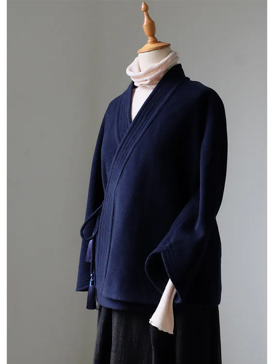 Чудесный Лотос, китайский стиль, женское платье, Зимняя шерстяная куртка, китайский стиль, китайская одежда, шерстяное пальто, однотонное