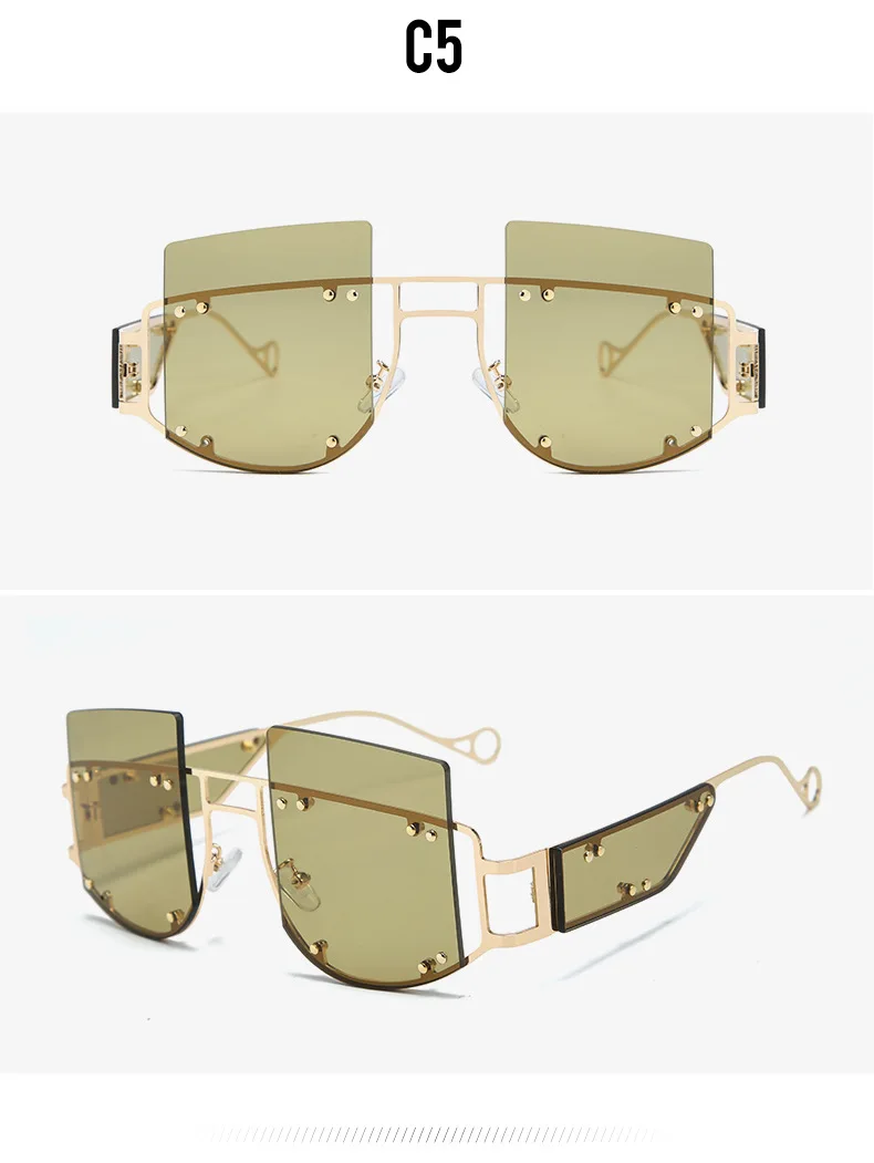 Модные солнцезащитные очки с заклепками больших размеров для мужчин и женщин, роскошные брендовые новые модные солнцезащитные очки с