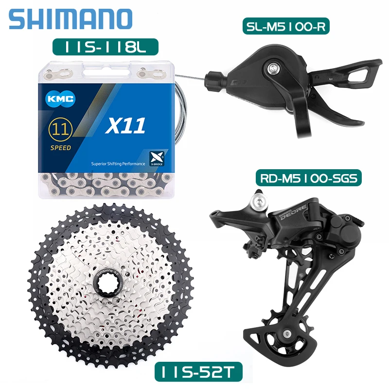 

SHIMANO Deore SL-M5100 M5100SGS 11S Mountain Bike Derailleur 11V KMC X11 Chain 40/42/46/50/52T MTB Flywheel 11 Speed Group Set