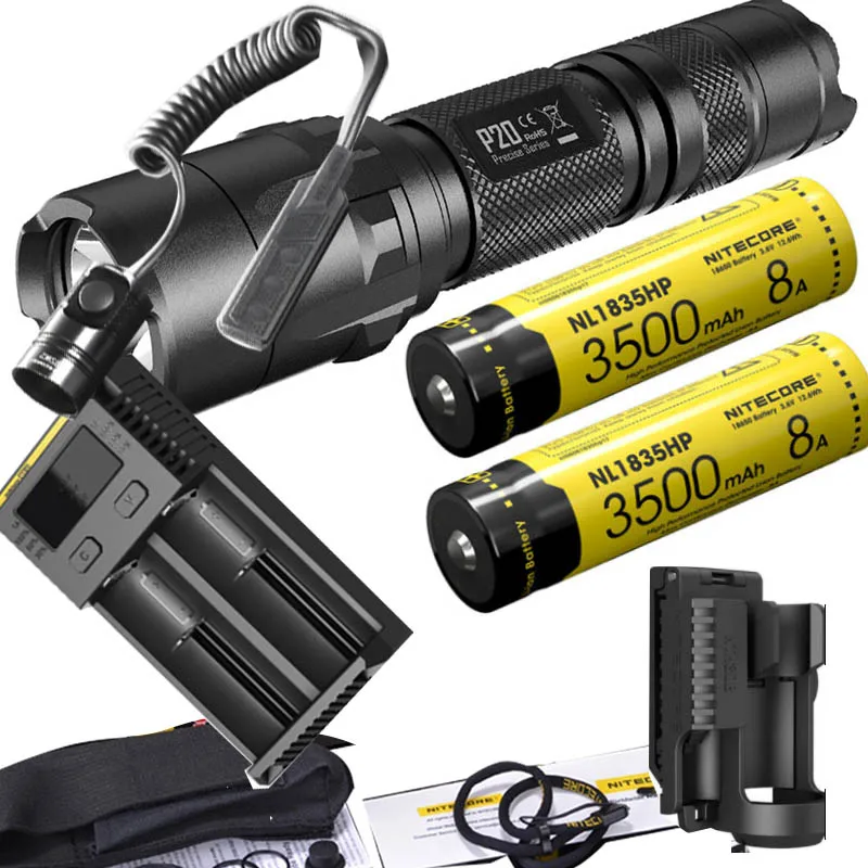 NITECORE P20 фонарик CREE XM-L2(U2) светодиодный Макс. 800 лм луч двойной переключатель задний светодиодный фонарь для спорта на открытом воздухе+ NITECORE NTH30B RSW2 - Испускаемый цвет: 2XHP I2 RSW2 NTH30B